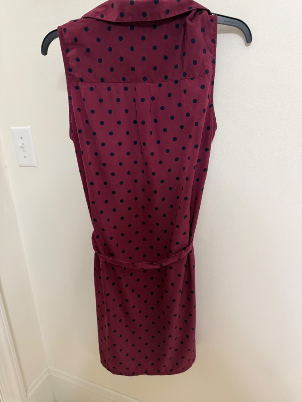 Banana Republic Burgundy Polka Dot Sleeveless Shirt Dress Size 8 - Picture 3 of 4